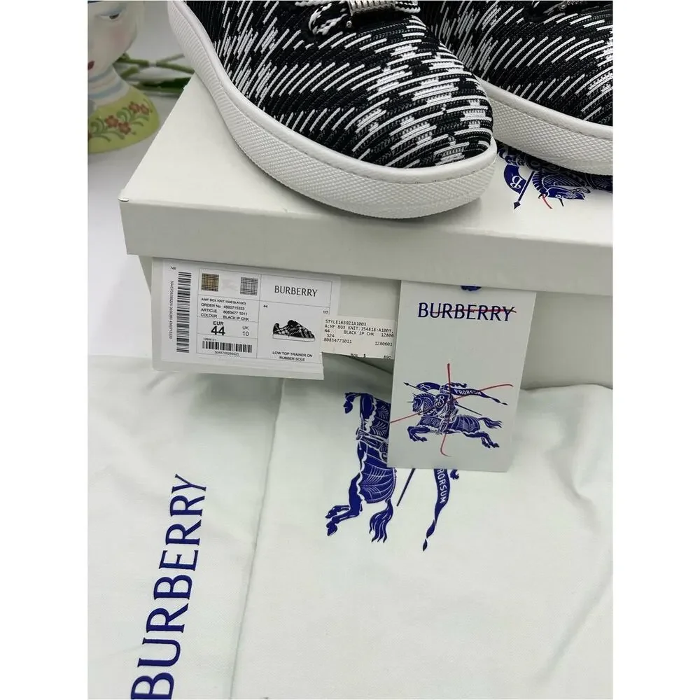 Men's Burberry check knit box low top sneakers size 44 made in Italy